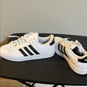 Adidas Classic White Sneakers with Black Stripes